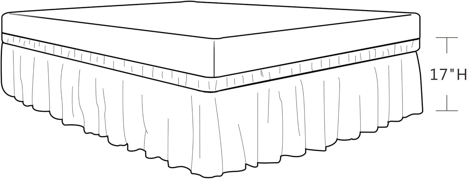 Biscaynebay Faldas de cama envolventes para camas tamaño matrimonial y matrimonial XL de 17 pulgadas de caída, volantes elásticos ajustables blancos