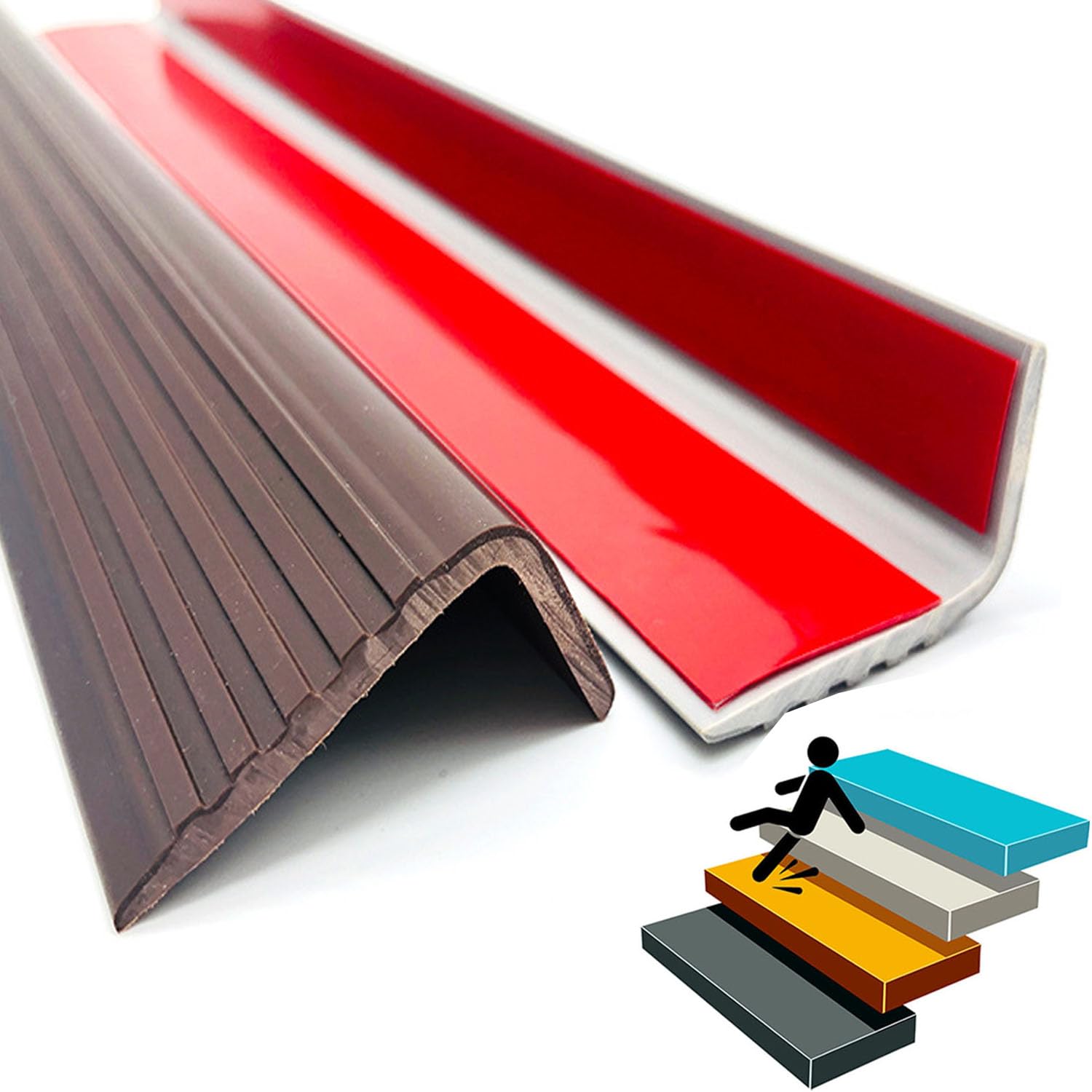 Protector de borde de escalera de goma de vinilo, moldura de nariz de escalera, borde de escalera, borde de escalera, impermeable, para interiores y