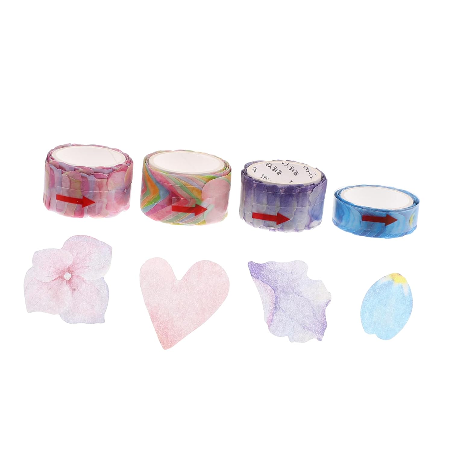 COHEALI Juego de 4 calcomanías de pétalos y washi para decoración de plantas, decoración de Navidad, juego de calcomanías para diario, cinta