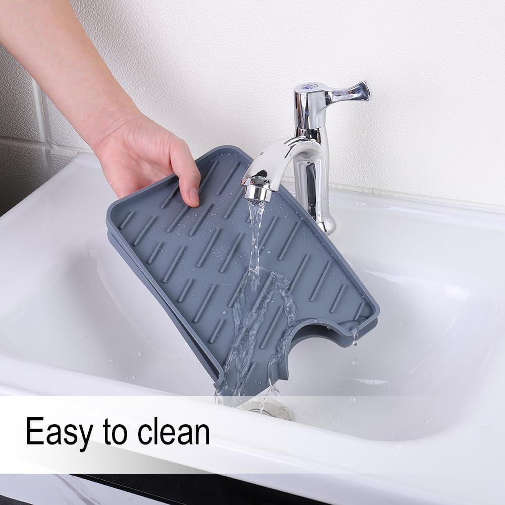 Karlsitek Slope – Protector contra salpicaduras para fregadero de cocina, tapete de silicona con pendiente de 18 x 6 pulgadas, tapete para fregadero