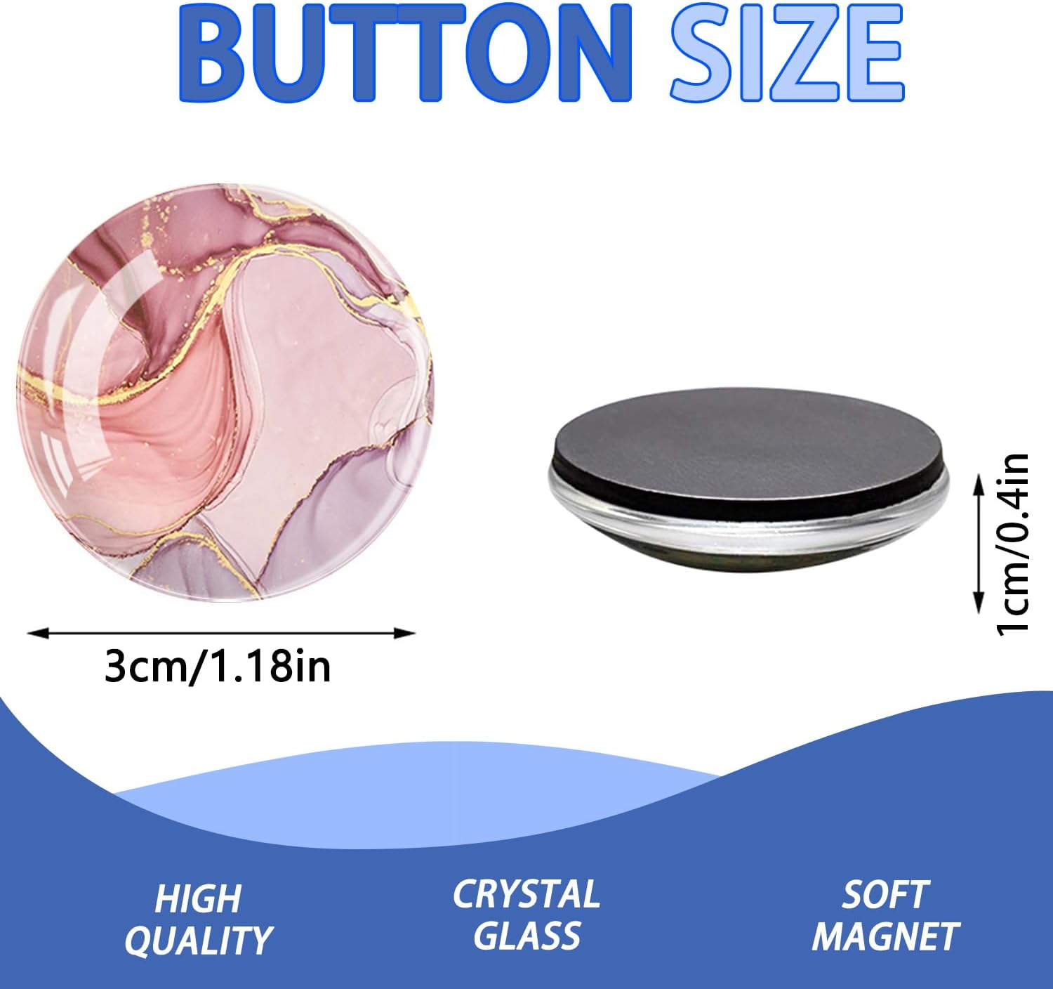Imanes redondos para nevera, cristal de mármol fuerte magnético para refrigerador, decoración de superficie perfecta y juego de regalo de gabinete