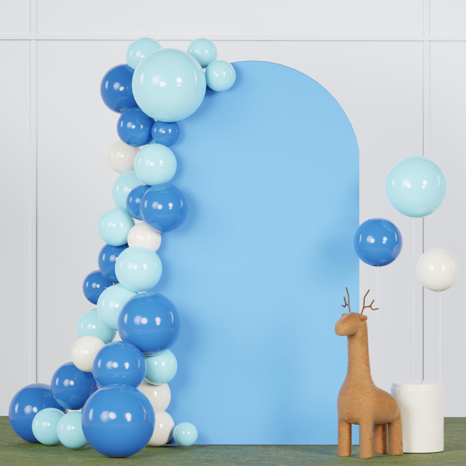 Cubierta de arco de elastano, color azul bebé, 6.6 pies, cubierta de arco de Chiara redonda, telón de fondo elástico para soporte de arco de