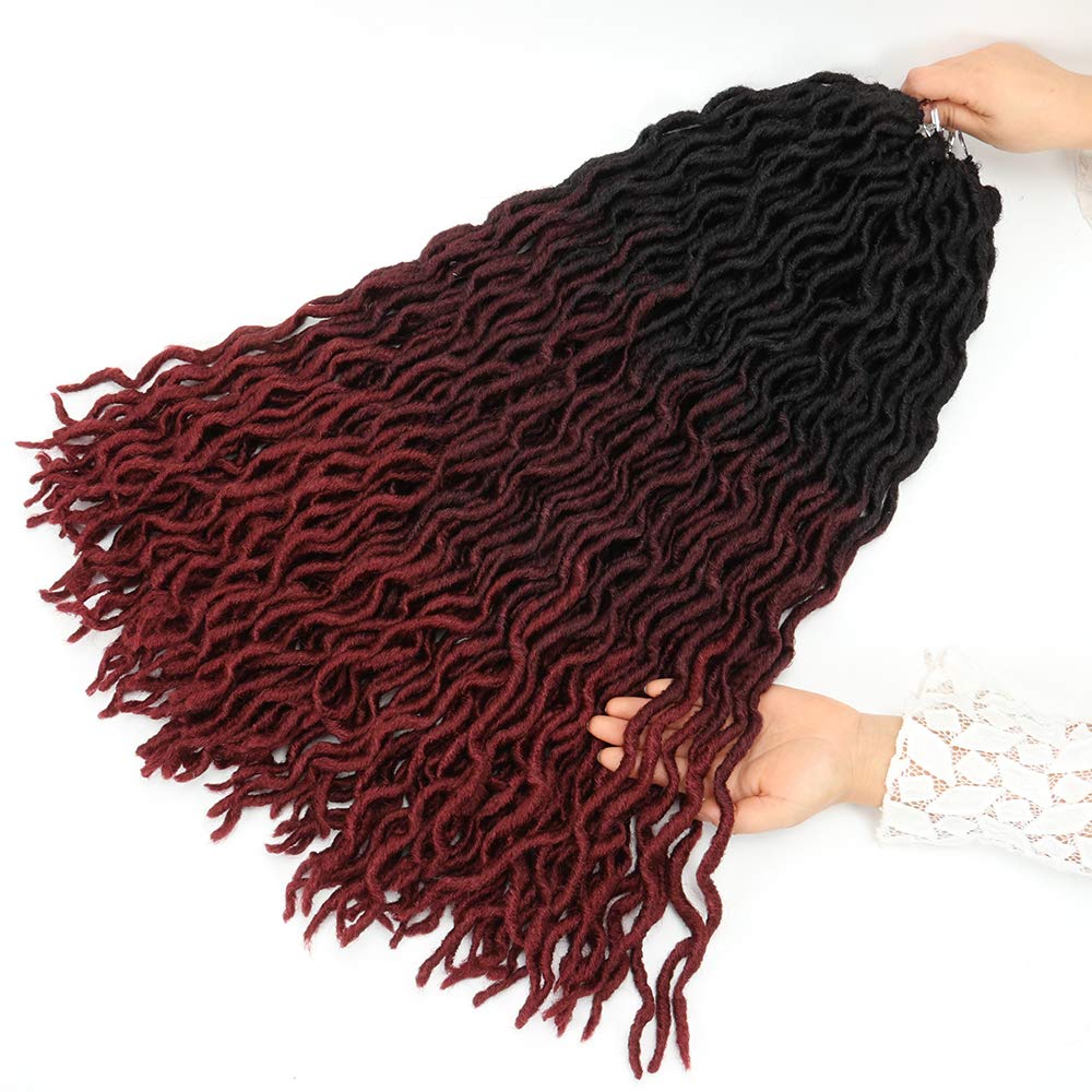Eliza – Extensiones de cabello trenzado sintético, de rizos gitanos, ondulados, teñido degradado estilo ombre, 8 paqueteslotes, 100 % kanekalon,