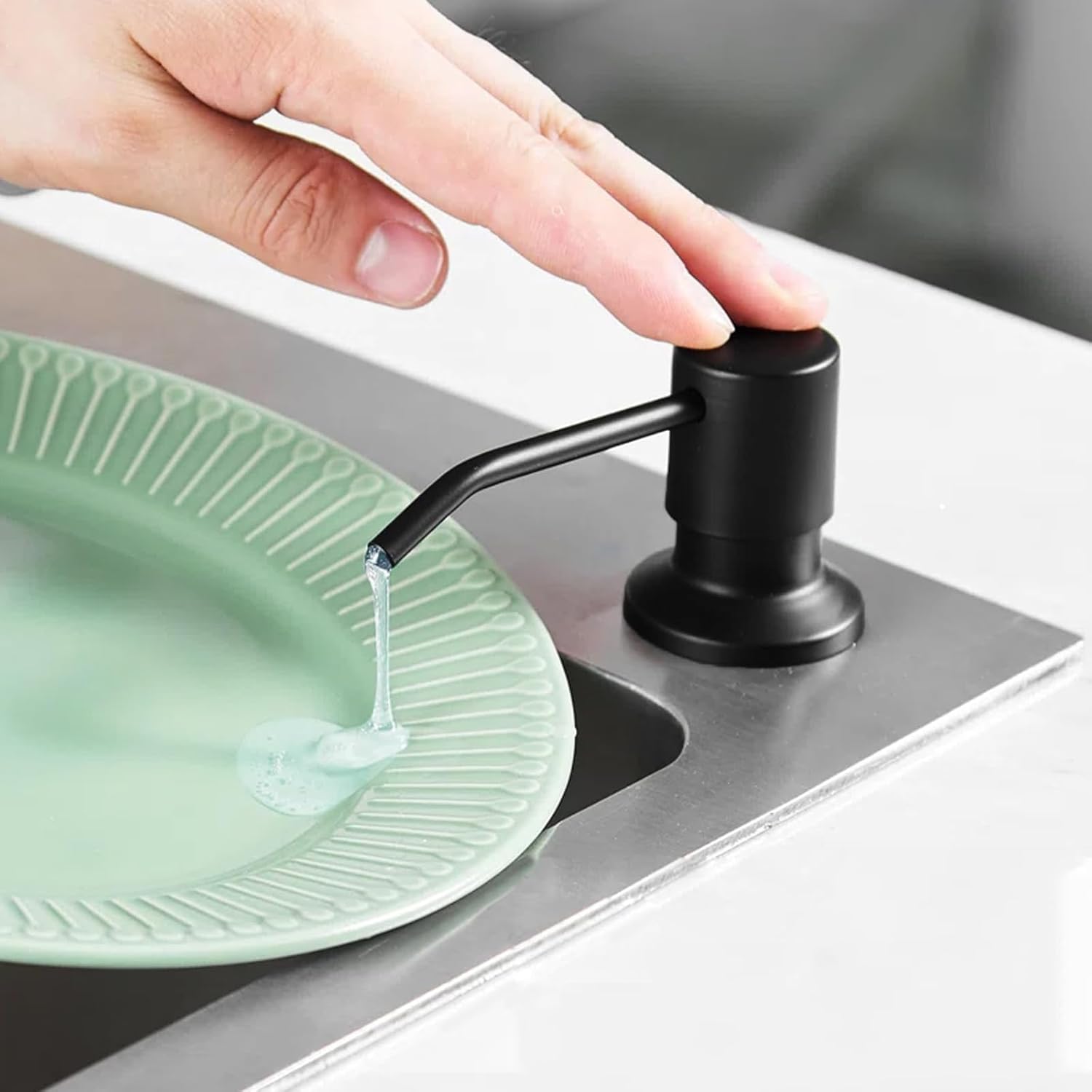 JZBRAIN Dispensador de jabón integrado para recambio de fregadero de cocina de The Top Bar Fregadero de encimera, dispensador de jabón para platos,