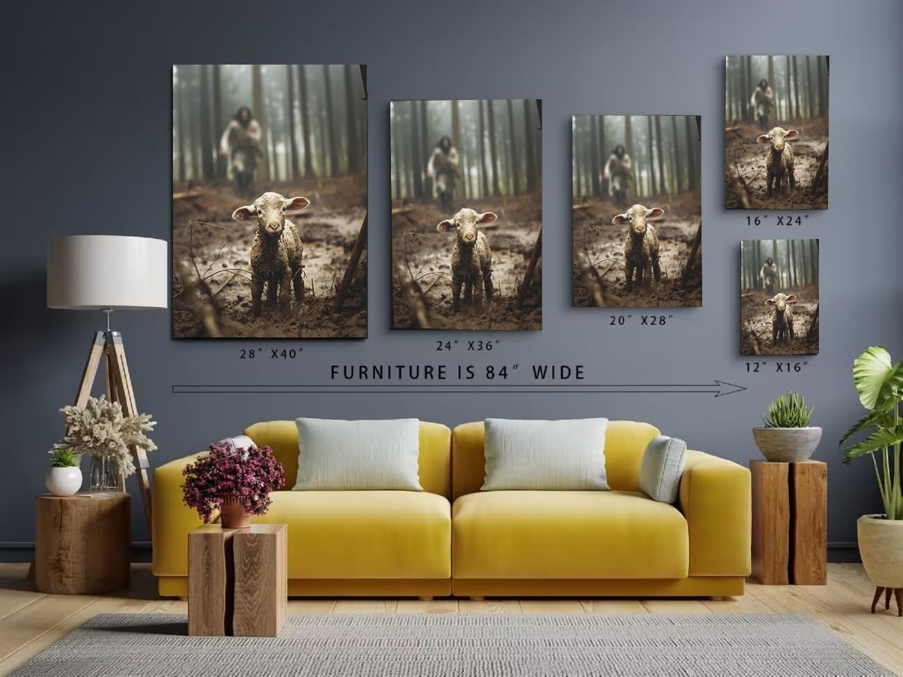 Fchen art Póster de fe de Jesús y cordero, arte de Dios, arte religioso de pared, póster de Jesús de Cristo Jesús, lienzo impreso para decoración de