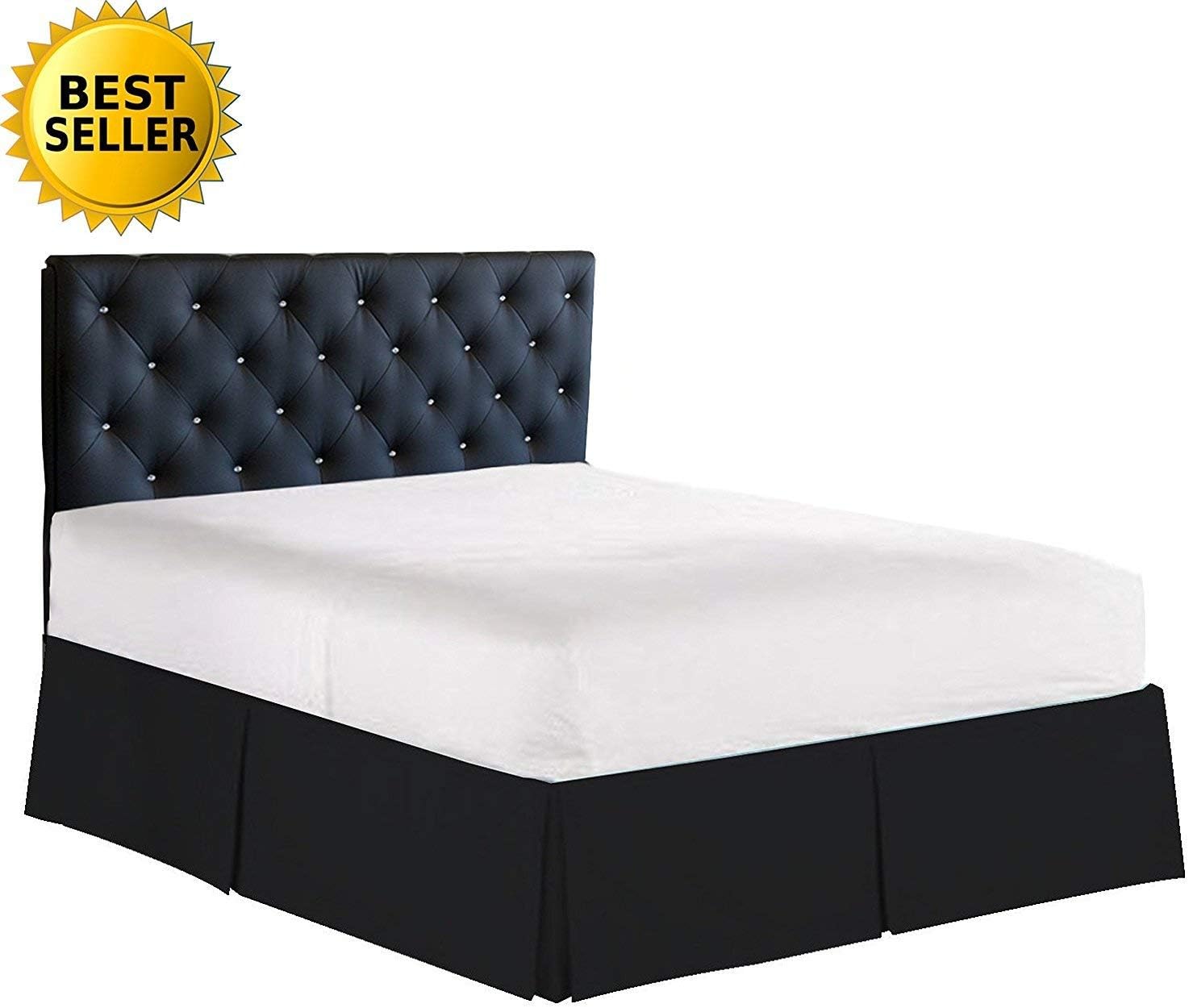 Faldón de cama Elegant Comfort de algodón egipcio de 1500 hilos, resistente a arrugas y decoloración, de alta calidad, con diseño de tablas y caída