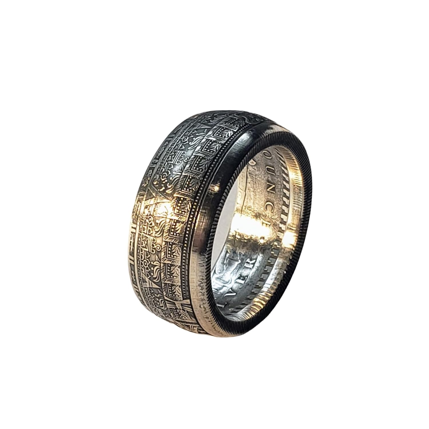 AZTEC 99.9 SILVER COIN RING (12 OZ. COIN)