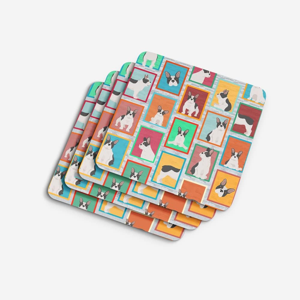 Caroline’s Treasures MLM1089FC – Juego de 4 posavasos de espuma para bulldog francés en blanco y negro, para interiores y exteriores, posavasos para