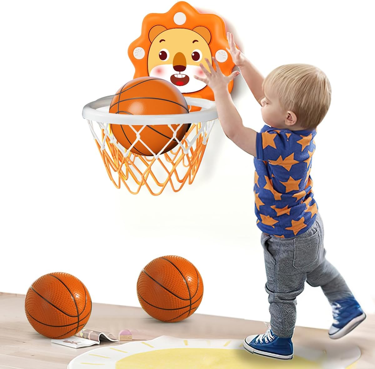 Mini aro de baloncesto para interiores para el dormitorio de los niños pequeños, altura ajustable, ahorro de espacio, regalo de cumpleaños de