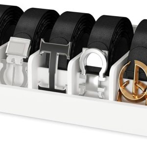 Caja organizadora de almacenamiento de cinturones, organizador de cinturón de bambú de 7 rejillas para armario, estantes de madera para colgar Caja organizadora de almacenamiento de cinturones, organizador de cinturón de bambú de 7 rejillas para armario, estantes de madera para colgar