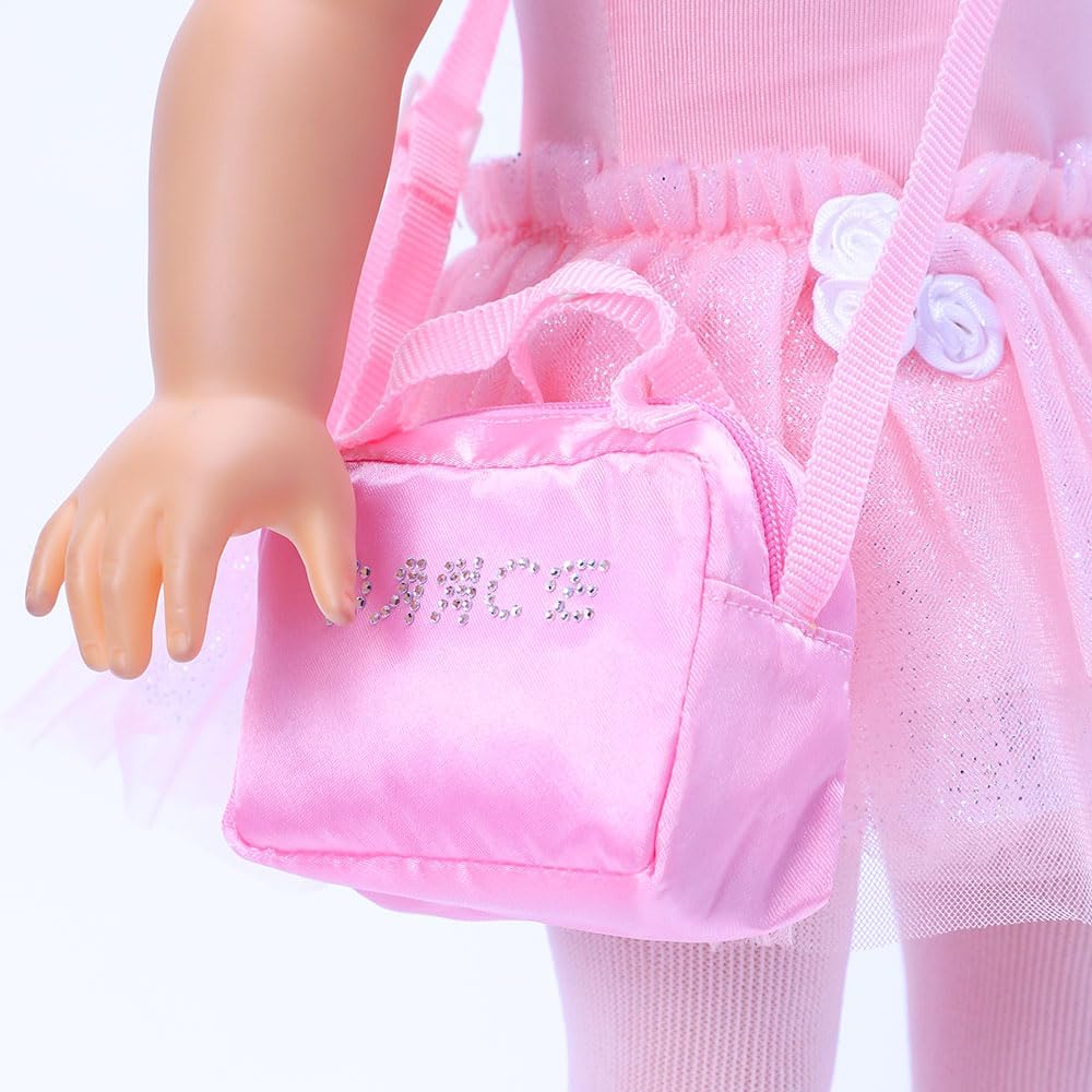 Accesorios de ropa para muñecas de 18 pulgadas, juego de vestido de bailarina de ballet para muñecas de 18 pulgadas, incluye leotardo rosa, medias,