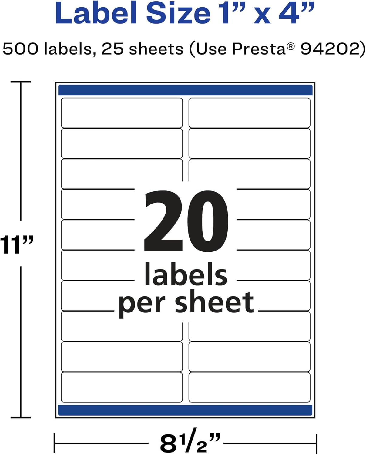 Avery Etiquetas rectangulares transparentes brillantes con alimentación segura, 1 x 4 pulgadas, 500 etiquetas transparentes brillantes, etiquetas