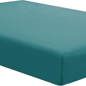 Sfoothome Sábana bajera individual XL, verde azulado, microfibra aterciopelada cepillada, bolsillo profundo, transpirable, extrasuave, cómoda, Sfoothome Sábana bajera individual XL, verde azulado, microfibra aterciopelada cepillada, bolsillo profundo, transpirable, extrasuave, cómoda,