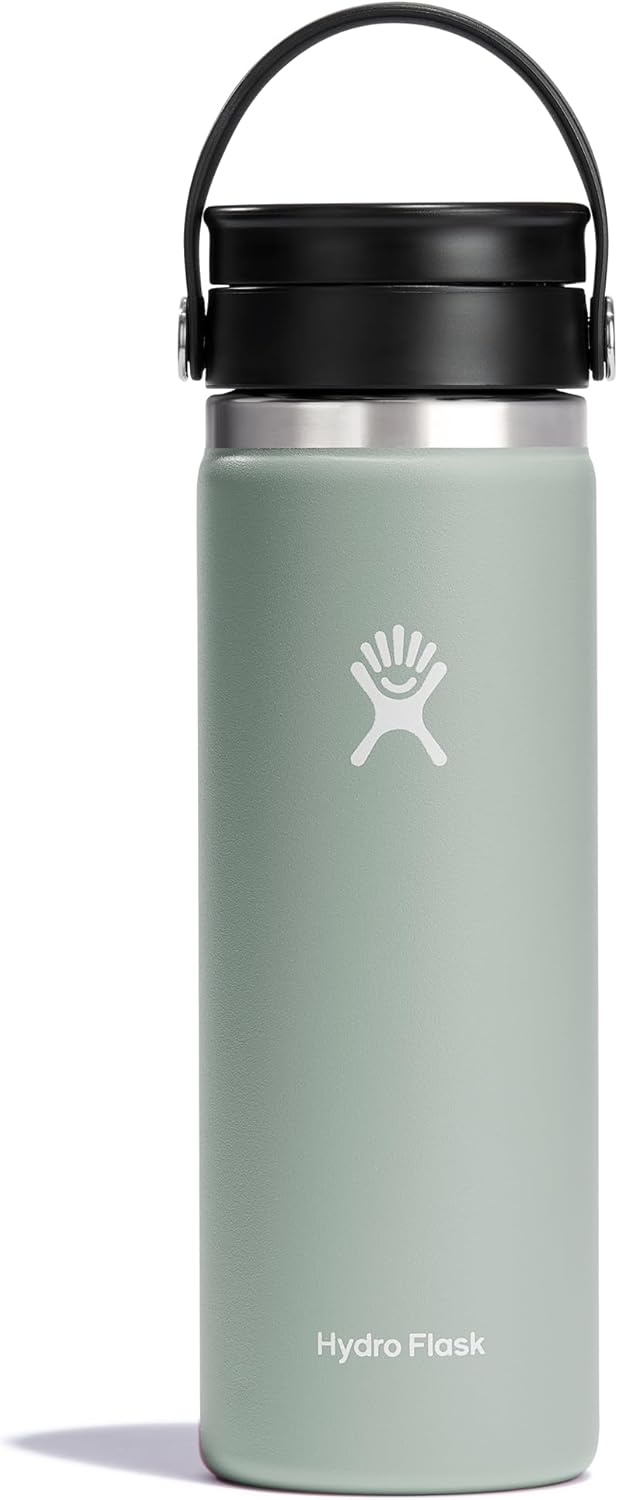 Hydro Flask Botella de boca ancha de acero inoxidable con tapa flexible y aislamiento al vacío de doble pared para café, té y bebidas