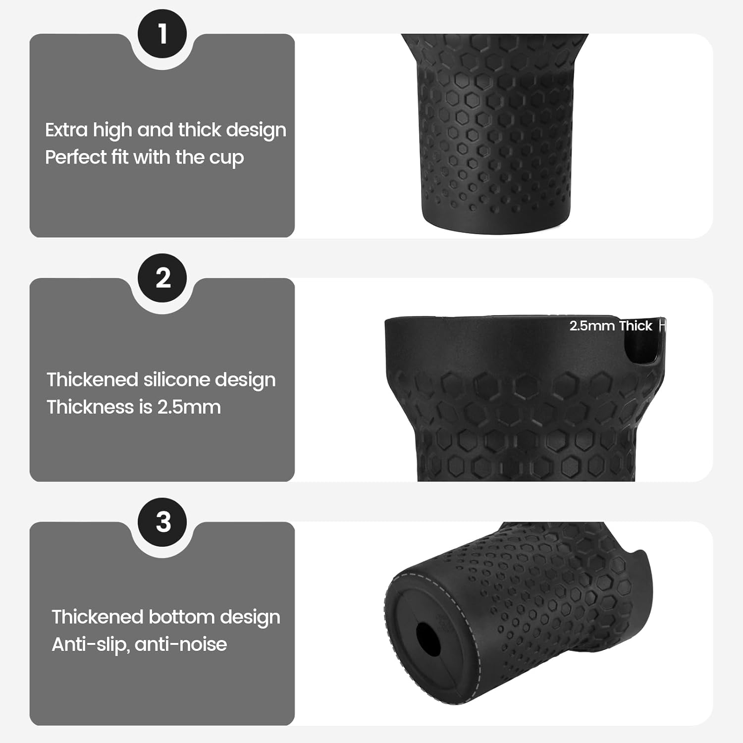Funda de silicona para Stanley Cup de 30 onzas  20 onzas, funda negra para botas con accesorios Stanley H2.0 y Quencher Adventure Tumbler (negro, 30