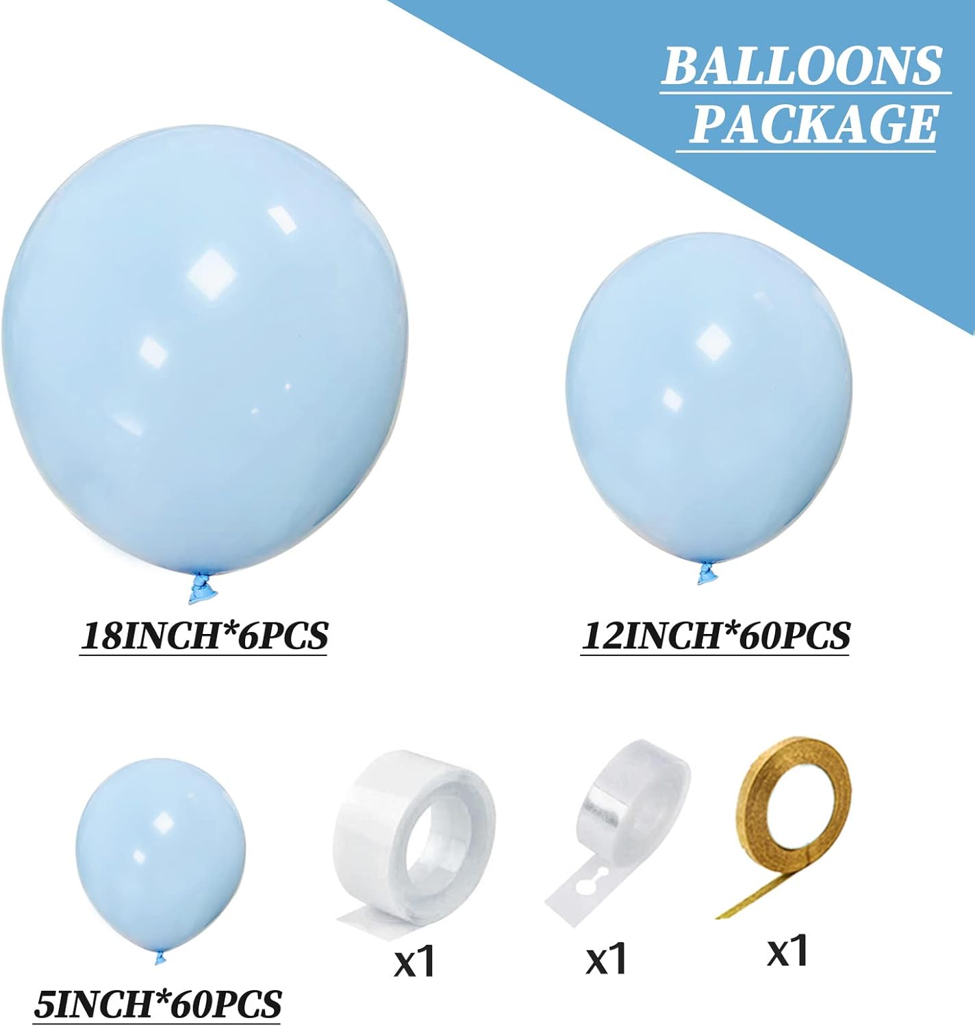 Kit de guirnalda de globos azules, arco de globos de látex de diferentes tamaños, para cumpleaños, bodas, baby shower, fiestas, decoración pastel