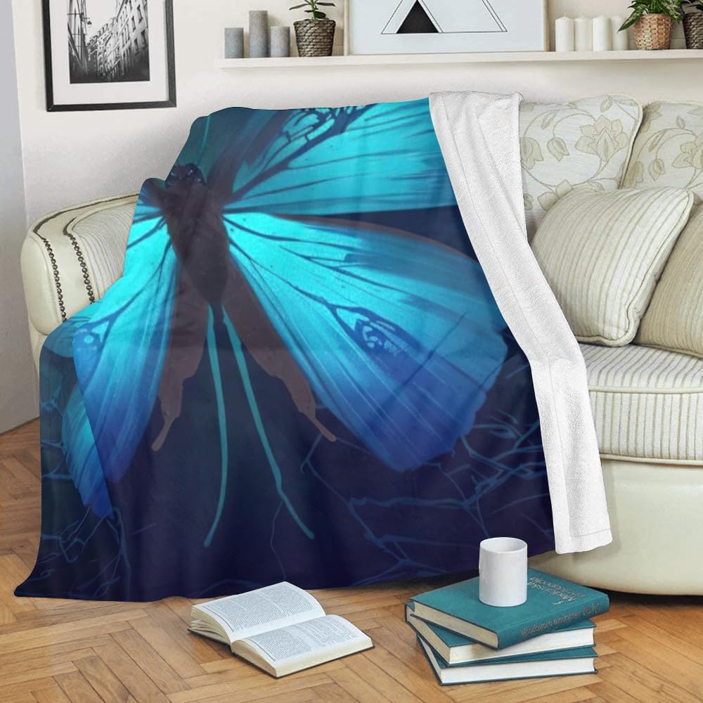 Manta personalizada con texto del nombre, manta personalizada de mariposa de forro polar súper suave para sofá, cama (50 x 60 pulgadas)