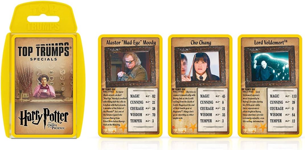 Top Trumps Juego de cartas especiales de Harry Potter y la Orden del Fénix, juega con Harry, Ron, Hermione, Dumbledore, Snape y Hagrid, el juego