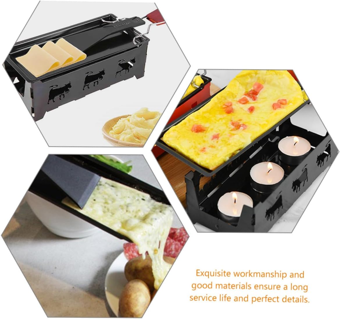 BESTOYARD 1 juego de parrilla de queso de acero al carbono bandeja de hornear Raclette parrilla de mesa para queso a la luz de las velas de queso