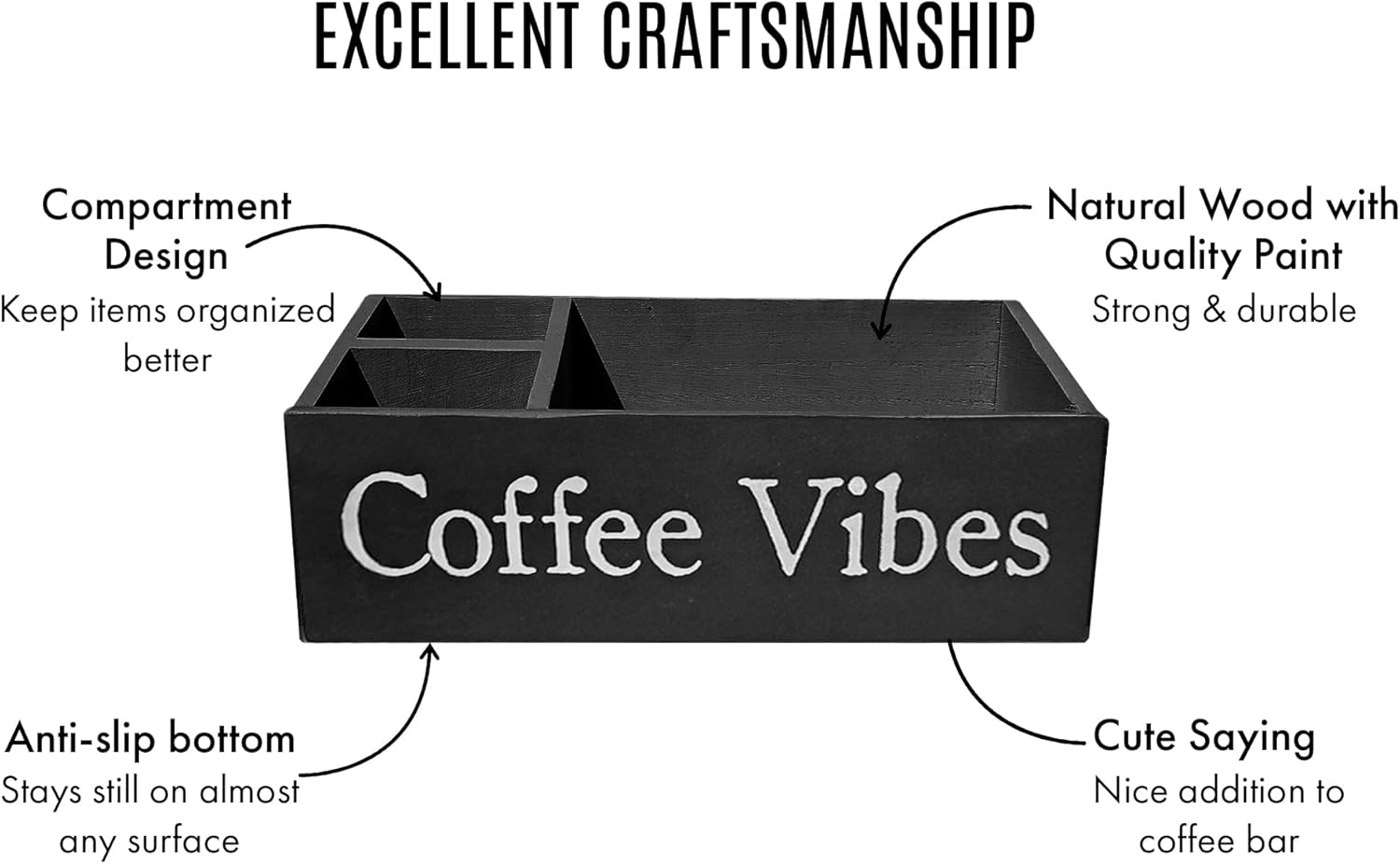 LifeStyle Vibes Organizador de estación de café, organizador de barra de café para encimera con almacenamiento de tazas K, accesorios de estación de