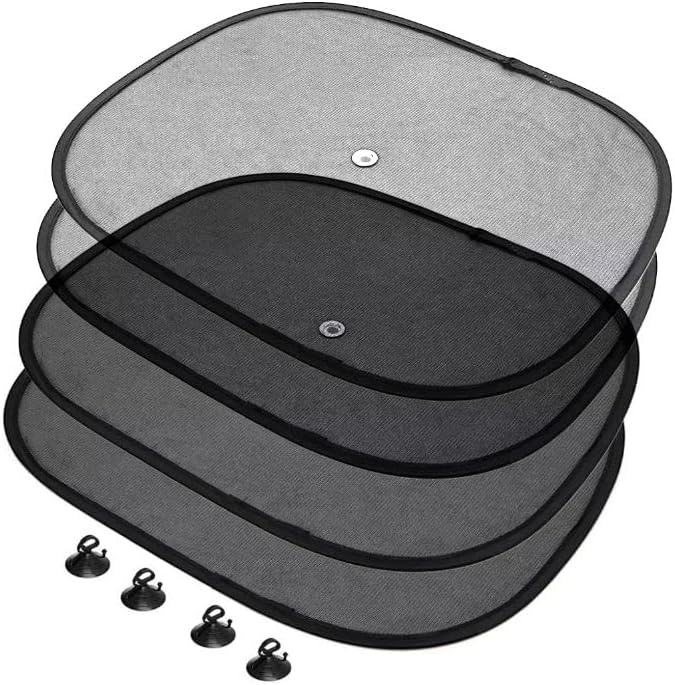 Parasol para ventana de automóvil para bebé, paquete de 4 parasoles automotrices para ventanas laterales, bloqueador y protector UV, fácil