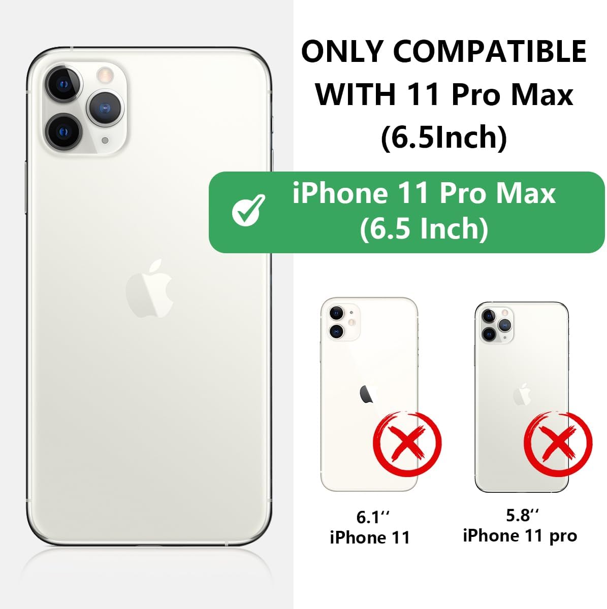 Funda tipo cartera para iPhone 11 Pro Max, de piel sintética, magnética, con soporte para tarjeta de crédito, soporte y funda a prueba de golpes