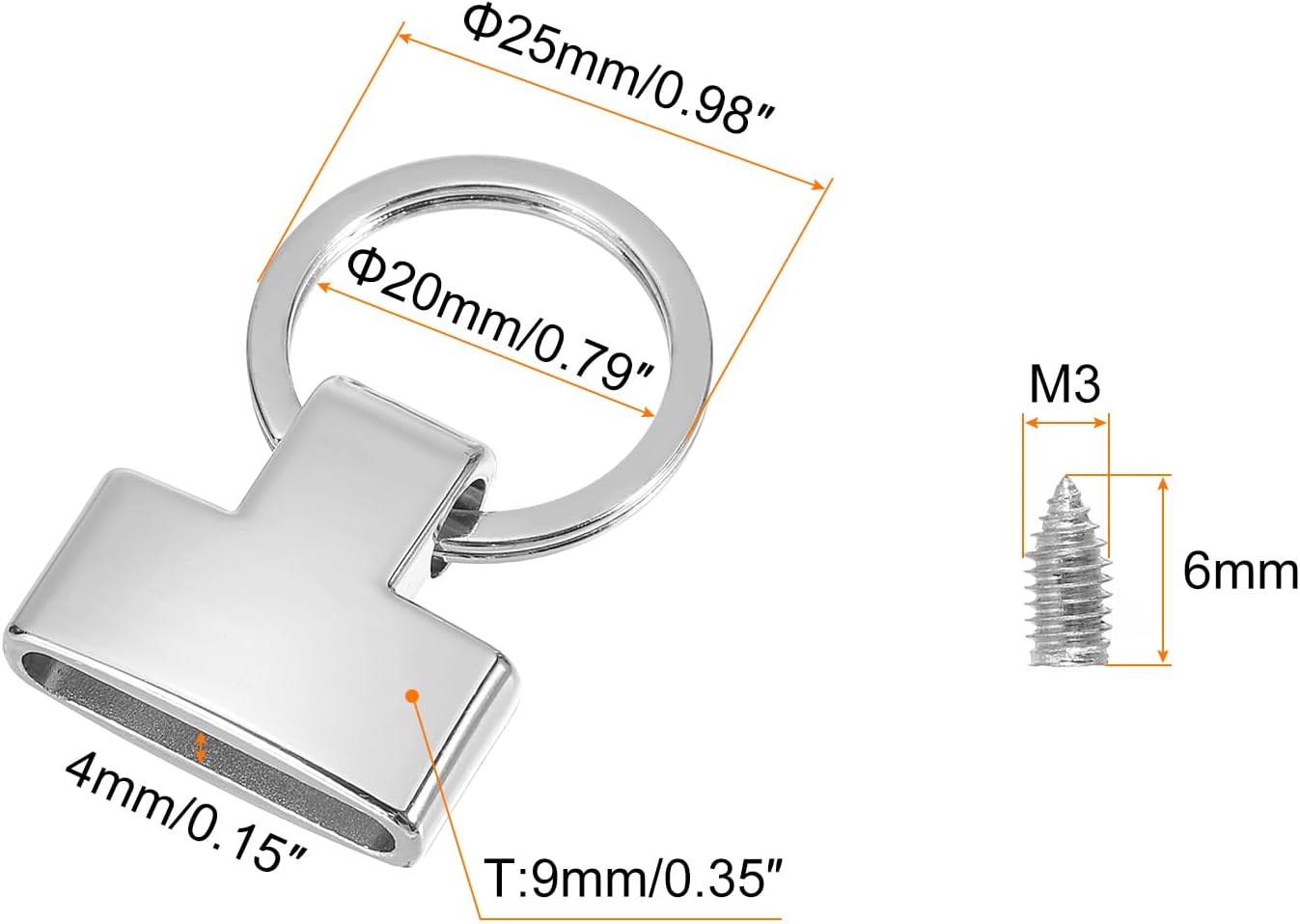 uxcell Accesorios para llavero con llavero y anillo para bolso de mano para llavero de automóvil, cordón colgante