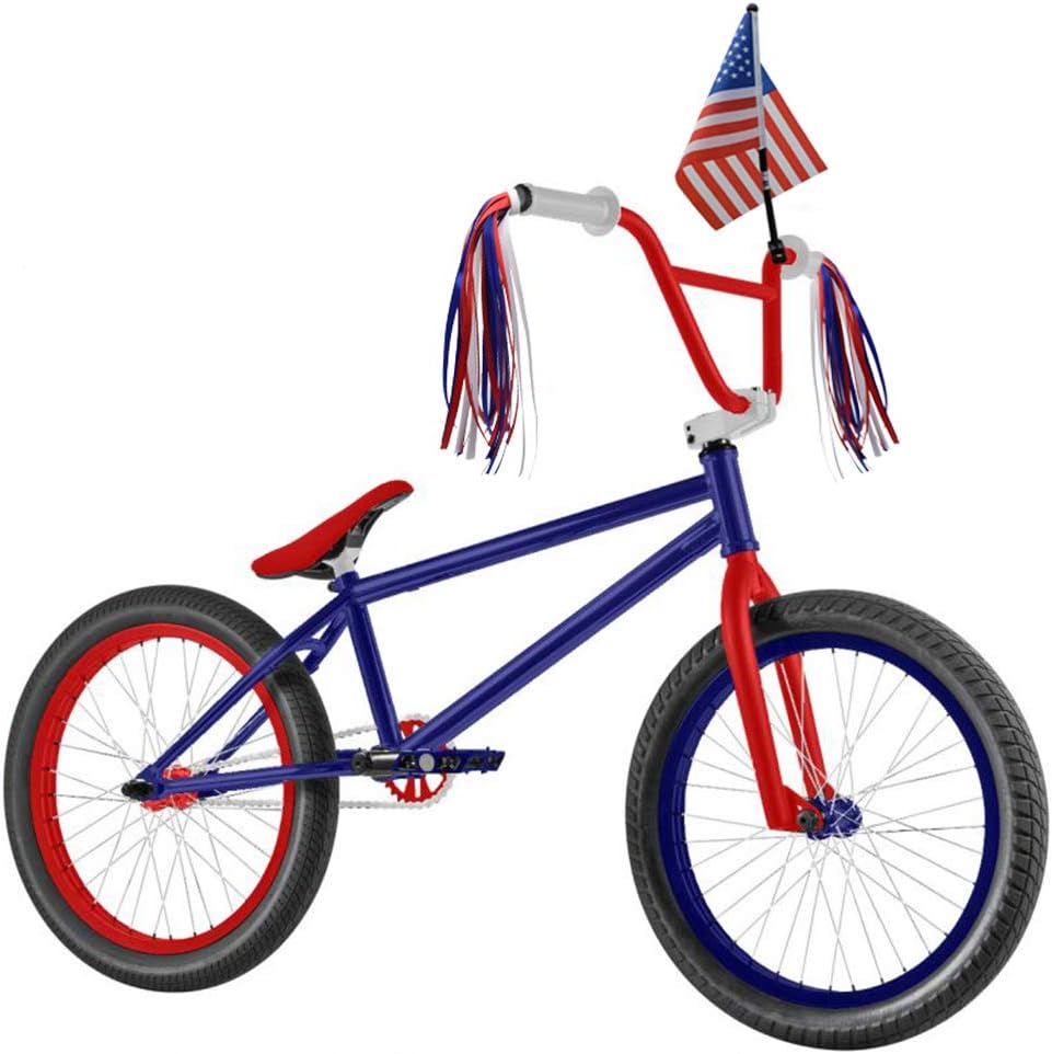 Serpentinas patrióticas de bicicleta y bandera estadounidense para manillar de bicicleta, decoración de bicicleta del 4 de julio, rojo, azul y blanco