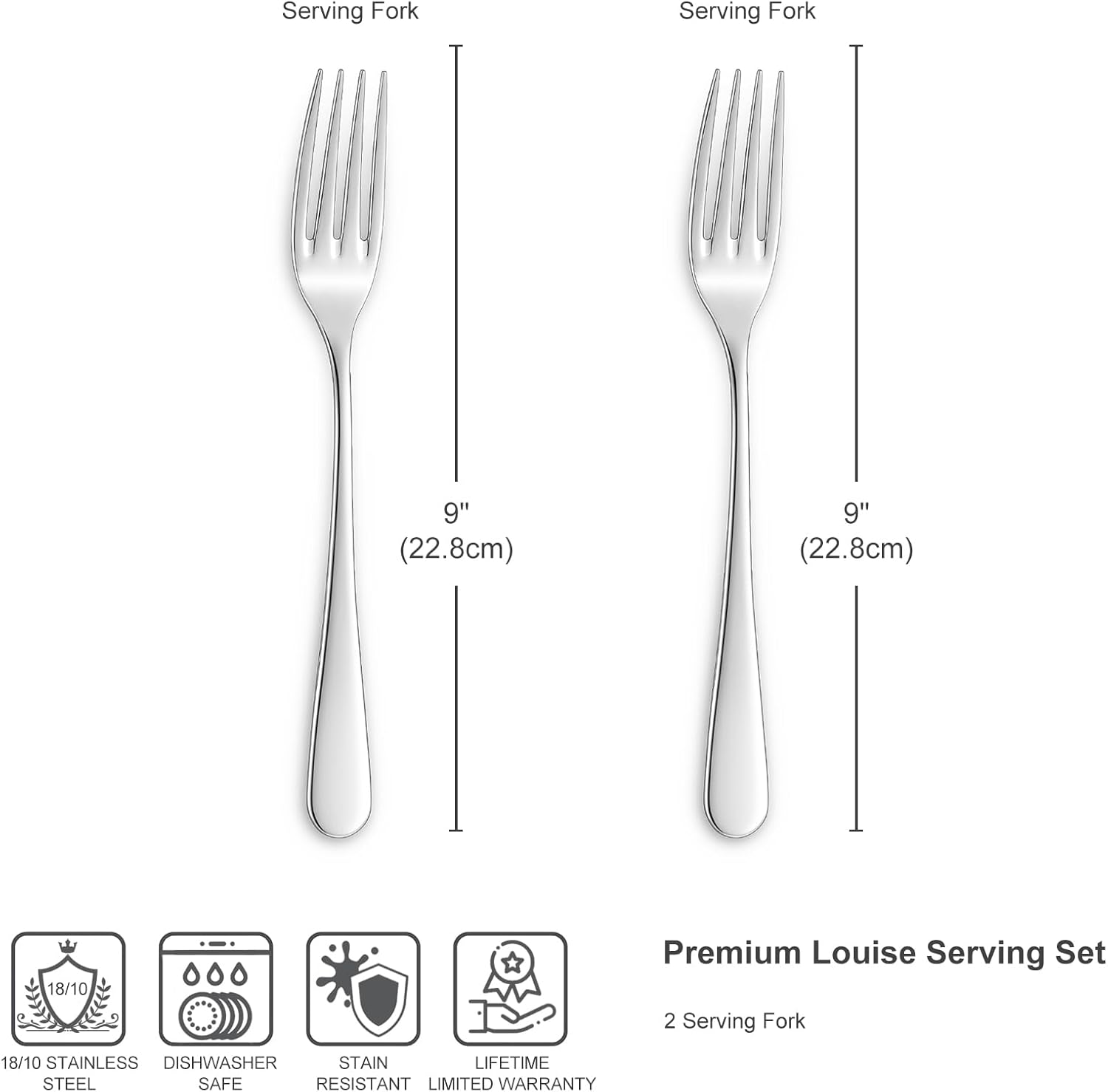 KEAWELL Louise – Juego de cucharas de servir de 9 pulgadas, acero inoxidable 1810, que une elegancia y durabilidad, exquisitos utensilios para