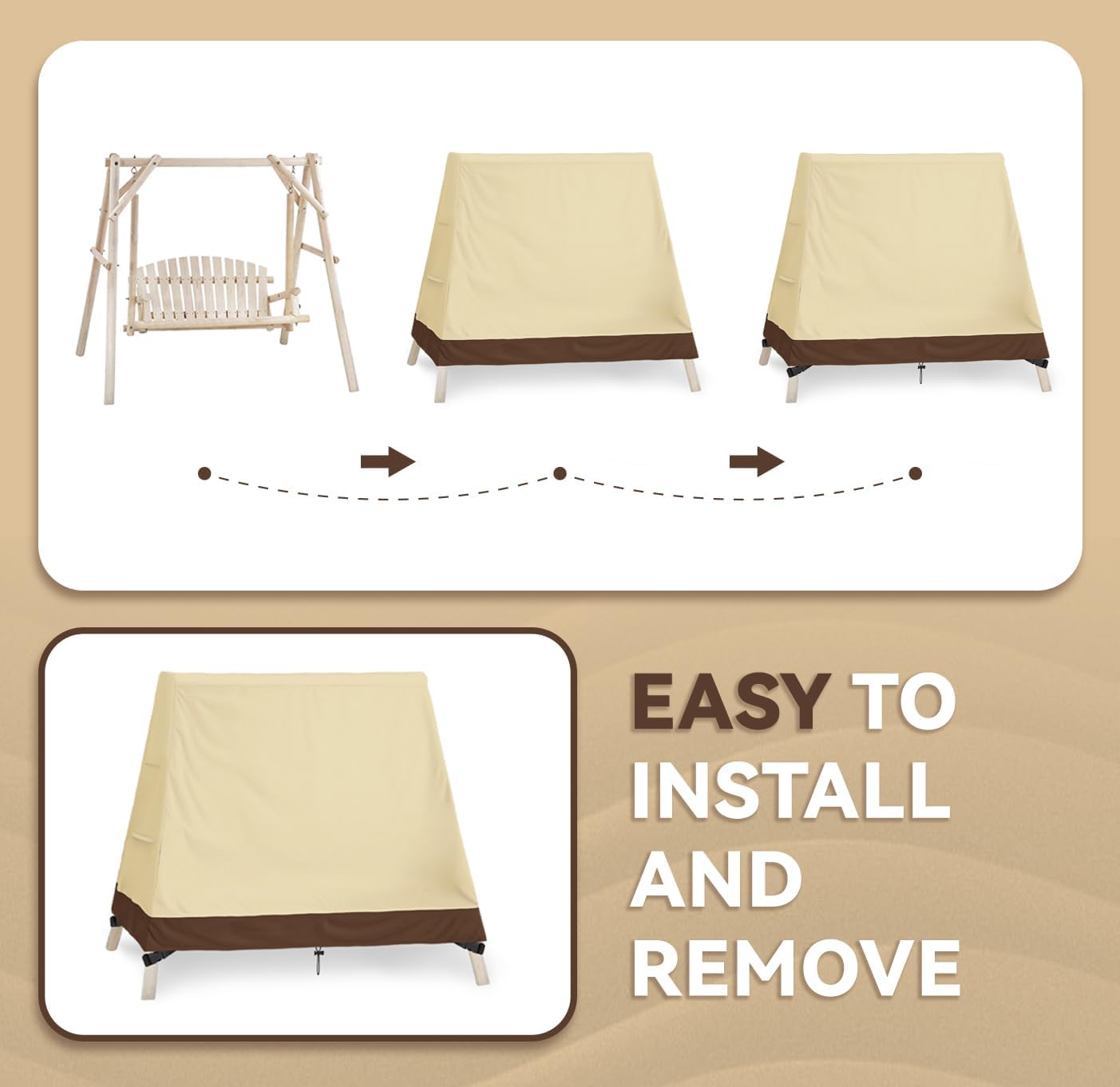 HEPOVER Cubierta para columpio de patio, marco en A, 420D, impermeable, 72 x 67 x 55 pulgadas, resistente a los rayos UV, protector para muebles de