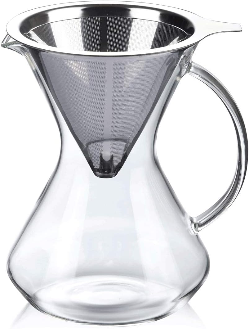 Modern-Depo Cafetera de vidrio para verter más de 17 onzas16.9 fl oz con filtro de gotero de café y mango