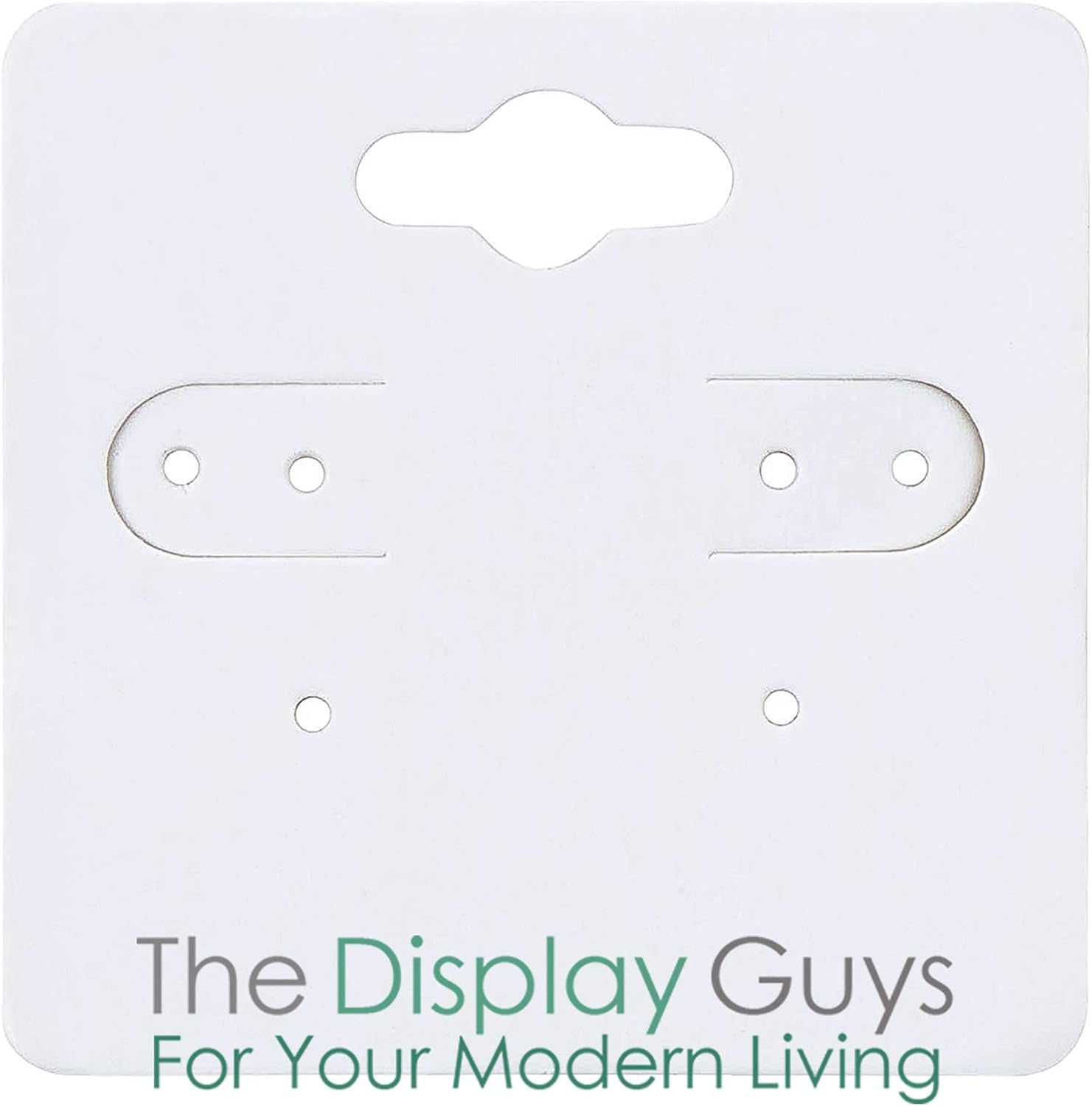 The Display Guys Paquete de 100 tarjetas colgantes de papel blanco de 2 x 2 pulgadas (2.0 x 2.0 in) para exhibición de accesorios de joyería