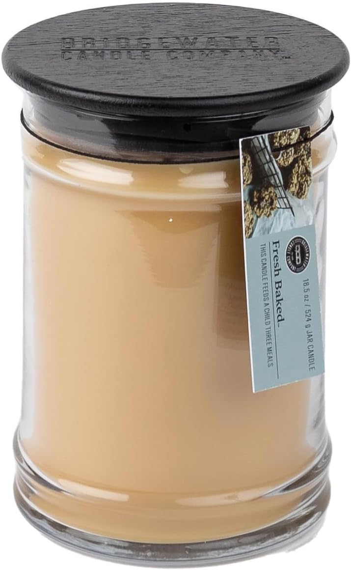 Bridgewater Candle Vela en tarro perfumado de mezcla de cera de soja grande de 18 oz – recién horneado