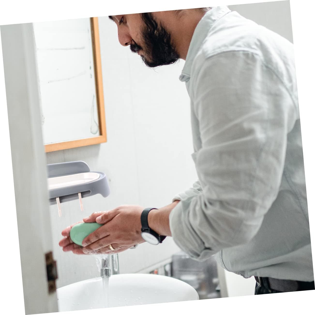 Zerodeko Soporte para jabonera de pared, soporte para jabón montado en la pared, organizador de fregadero de cocina, soporte de jabón de ducha,