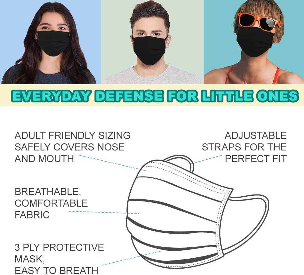 Paquete de 100 mascarillas desechables de 3 capas, 4 capas, para adultos, hombres y mujeres