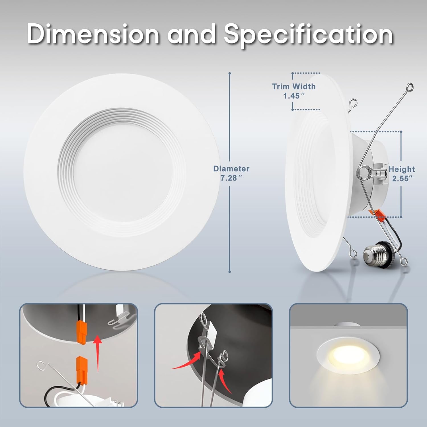 Luces LED inteligentes de 6 pulgadas, 12 W, 1000 lúmenes, paquete de 4 luces LED inteligentes que funcionan con AlexaGoogle, iluminación empotrada