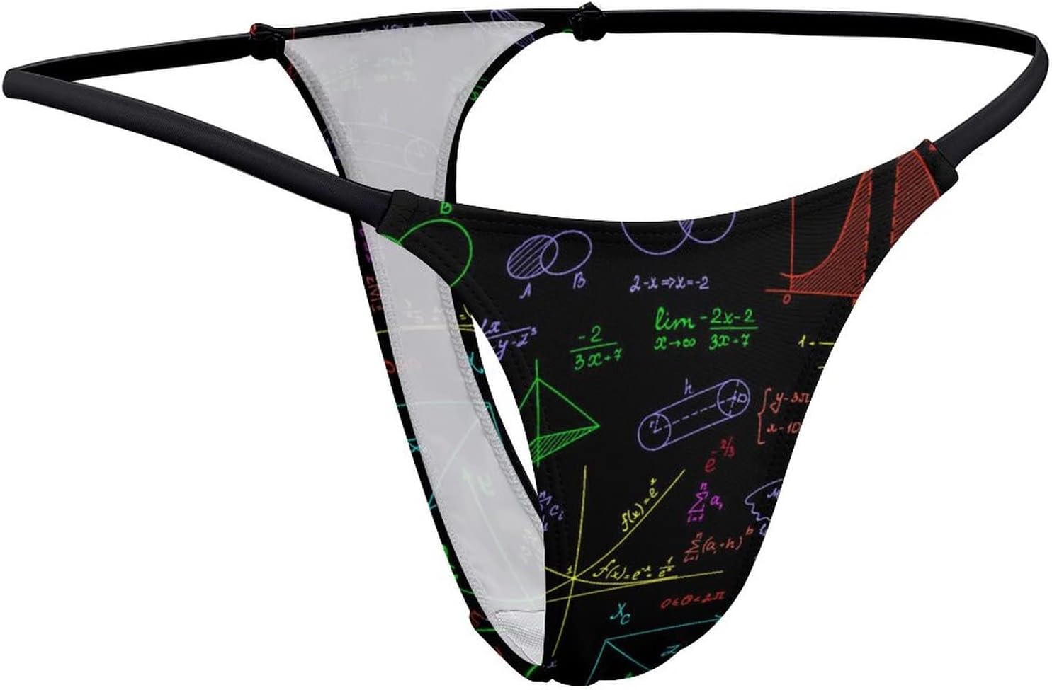 Multicolored Math Formulas Science G-String Thongs for Women No Show Panties Underwear Low Rise T-Back