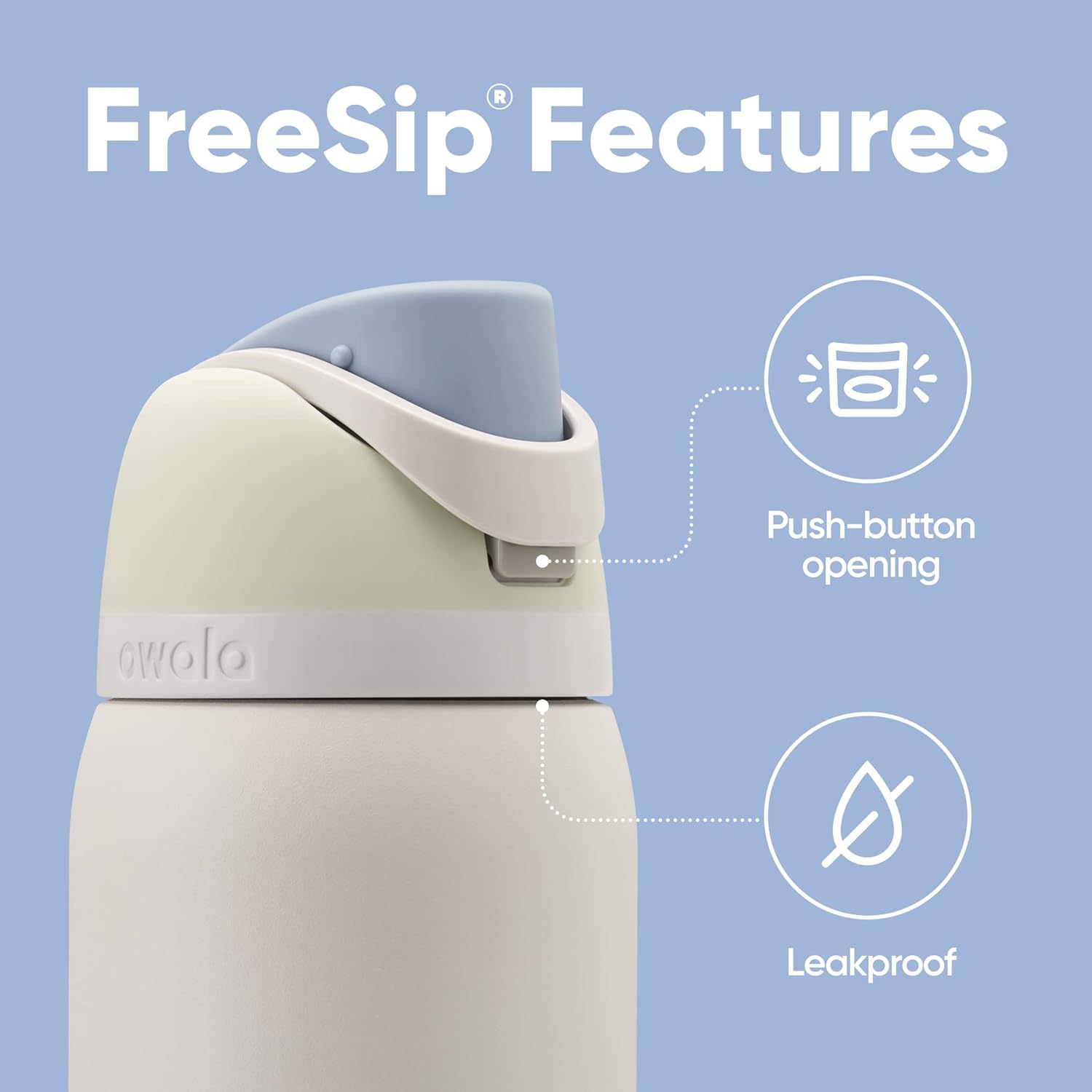 Owala Botella de agua de acero inoxidable aislada FreeSip de 32 onzas con funda protectora de silicona