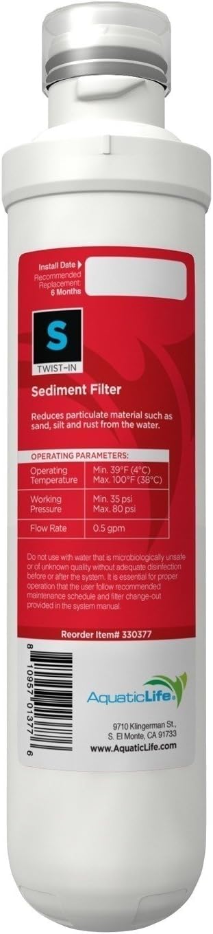 AQUATICLIFE – Cartucho de filtro de reemplazo de sedimentos de 5 micrones para unidades RORODI de ósmosis inversa