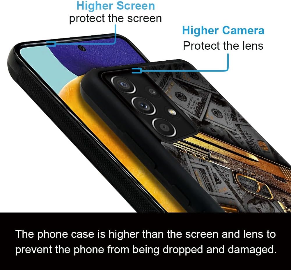 CARLOCA Compatible with Samsung Galaxy A32 4G Case,Gold USA Money Pattern,Ultra Protection Shockproof Soft Silicone TPU Non-Slip Back for Samsung