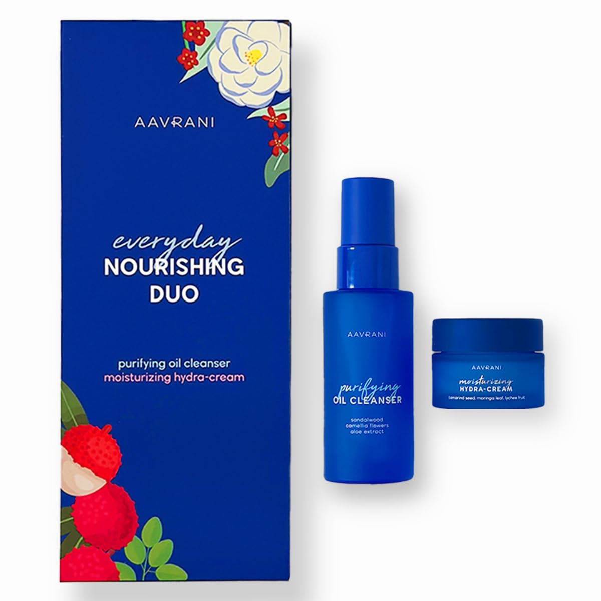 AAVRANI Everday Nourishing Duo – Limpiador de aceite purificador de 1 oz híbrido limpiador diario removedor de maquillaje e hidratación hidratante,