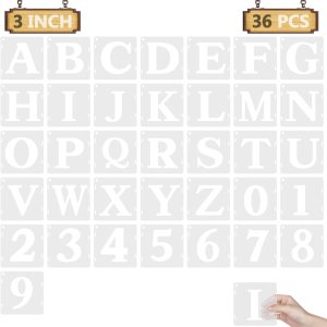3” Letter Stencils, 36 Pcs Alphabet Art Craft Stencils, Reusable Plastic Number Templates Letter Stencils for Painting on Wood, Wall, Fabric, Rock, 3” Letter Stencils, 36 Pcs Alphabet Art Craft Stencils, Reusable Plastic Number Templates Letter Stencils for Painting on Wood, Wall, Fabric, Rock,