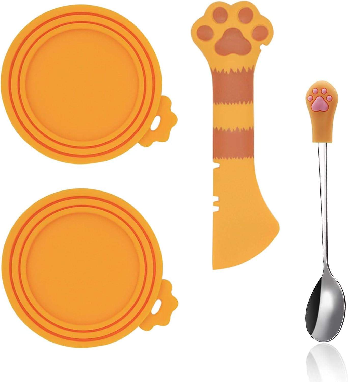 Cucharas y tapas de latas de comida para gatos  4 piezas  Abrelatas multifunción  Cubiertas de silicona para latas de alimentos para mascotas