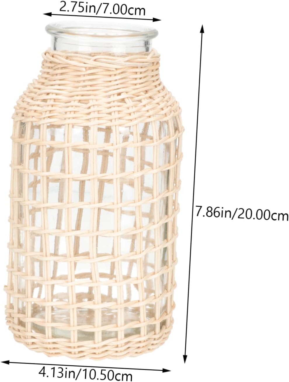 Abaodam Jarrón de cristal de ratán con cuerda, jarrón de arcilla, florero de burbujas, florero de vidrio, florero floral de mimbre para flores,