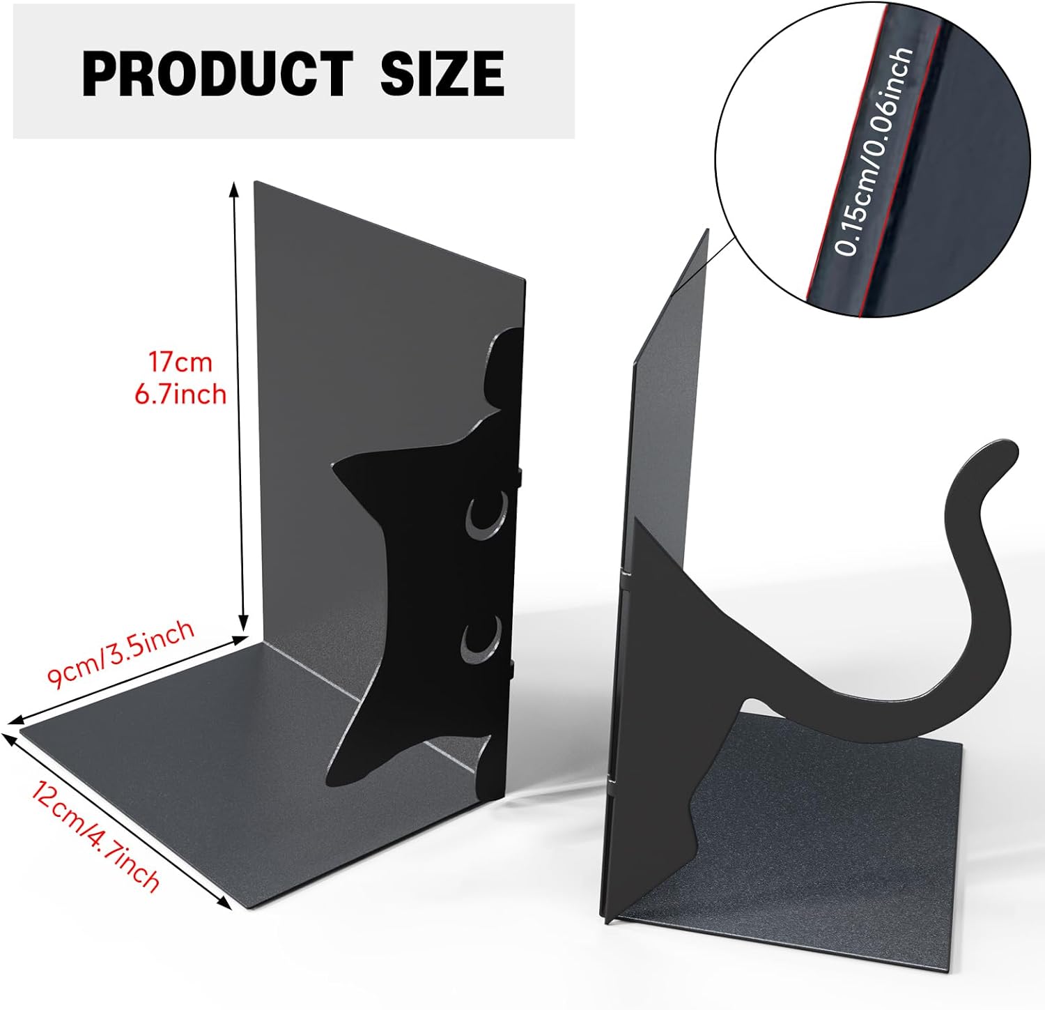 Extremos decorativos para libros, ENCIMART Book Ends, bonitos sujetalibros de gato, sujetalibros de metal, soportes para libros para estantes,