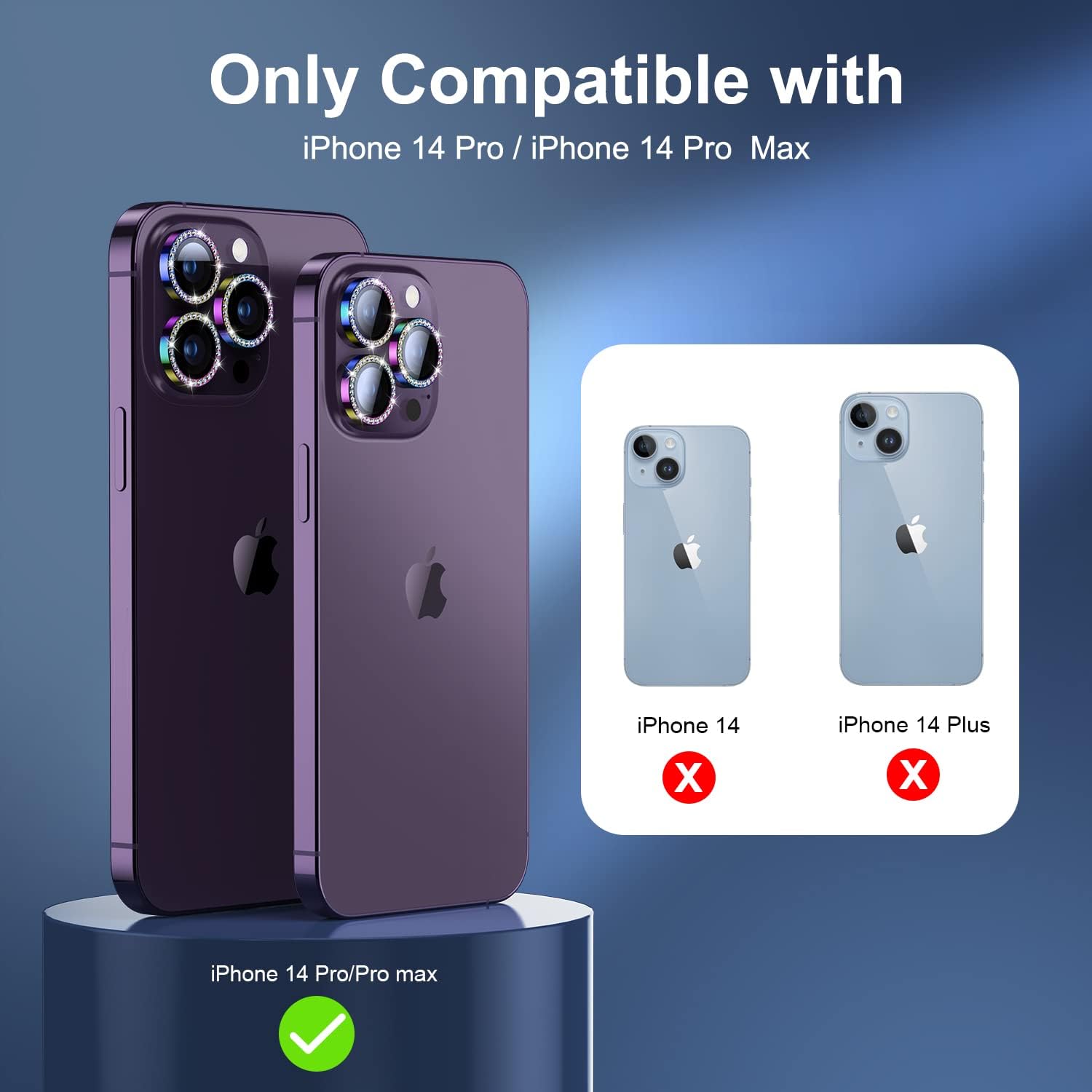BAZO Protector de lente de cámara para iPhone 14 ProiPhone 14 Pro Max, protección contra caídas Cubierta de cámara de vidrio templado 9H, pantalla