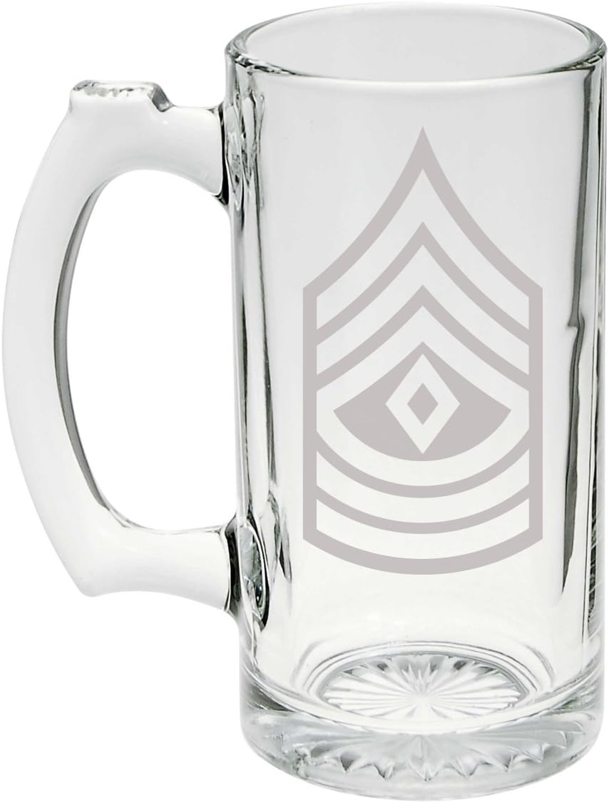 US Army – Primer Sargento E-8 Rango Insignia grabado Stein Glass 25oz, taza