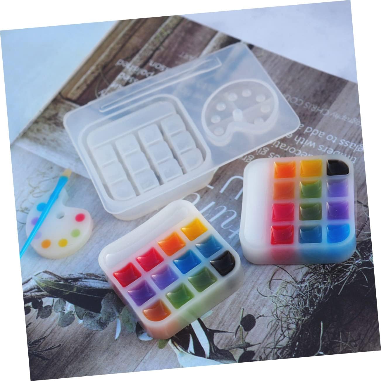 COHEALI 2 unids caja paleta plantilla bandeja de cristal molde de arcilla moldes de resina silicona lápiz labial resina epoxi bandeja de resina de