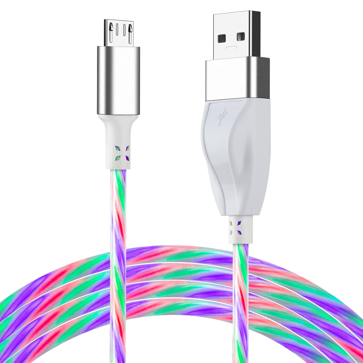 Aolcev Cable USB-A a Micro USB, cable de carga rápida brillante de 5 pies, cable de carga de velocidad de transferencia de 480 Mbps, cable micro USB