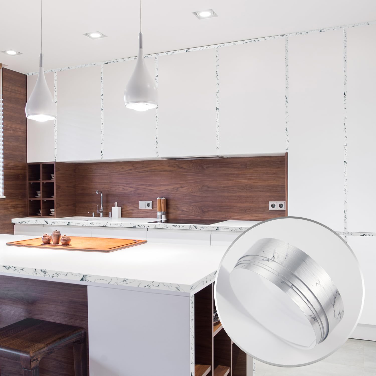 Adhesivos decorativos de alambre plateado para azulejos de mármol, adhesivo de pared para piso, línea de aluminio, adhesivo impermeable para cocina,